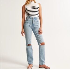 Abercrombie & Fitch Ultra High Rise 90s Straight Jean 26 2 short distressed